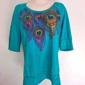 Turquoise Peacock Print Tunic